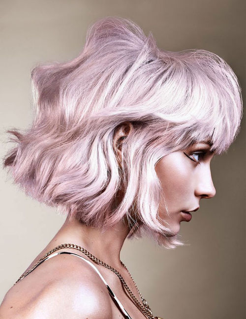 Hair dressing at Toni & Guy in Dubai and Abu Dhabi - loose bob platinum with lilac tint
