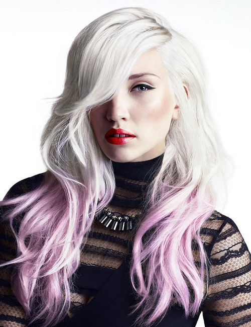 Hair style - platinum to lilac balayage